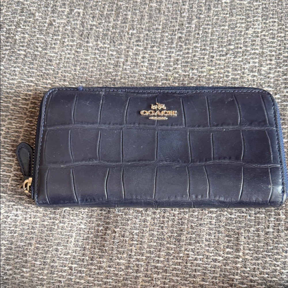 Coach Midnight Blue Croc-Embossed Wallet